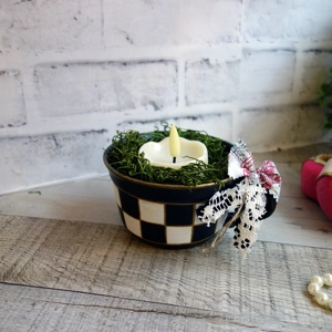 Checked Candle Holder Courtly Decor