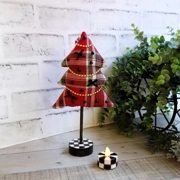 Checked Christmas Ornament & Candle Soft Tree