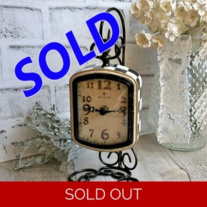 Checked Clock on Hanger Whimsical Check Courtly Clock