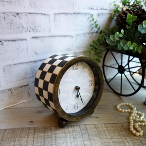 Checked Bedside Clock Buffalo Check Table Clock