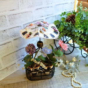 Checked Flower Caddy Arrangement French Country Decor