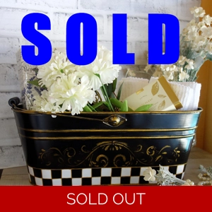 Courtly Guest Towel Caddy Checked Vanity Organizer