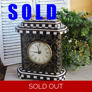 Elegant Checks Large Mantel Clock with Hidden Storage