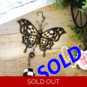 Checked Wind Catcher Black and White Check Patio Garden Decor Checked Butterfly