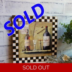 Hand Painted Checks Picture Frame Black and White Checked Wine Picture Decor