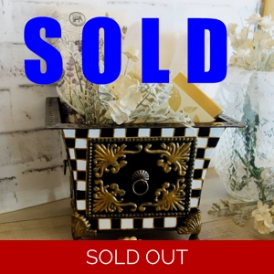 Courtly Towel Caddy Checked Vanity Organizer