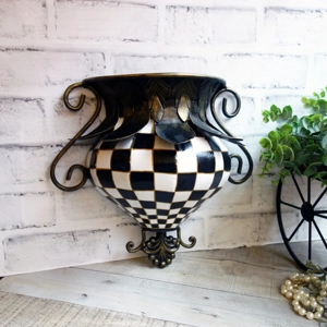 Checked Wall Pocket Courtly Wall Planter