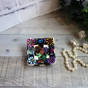 Checked Whimsy Trinket Dish Jewelry Holder