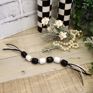 Courtly Garland Black and White Check Ornament