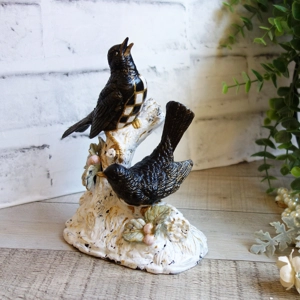 Courtly Songbird Figurine Checked Bird Decor