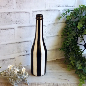 Black and White Stripe Vase Courtly Decor