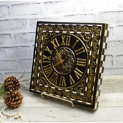 Large Checked Scrollwork Mantle Clock