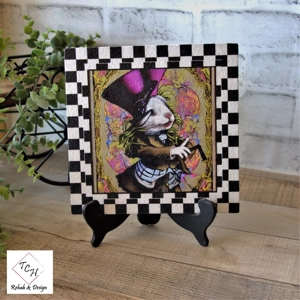 White Rabbit Alice in Wonderland Glass Art