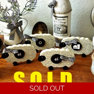 Vintage Wood Sheep Farmhouse Decor