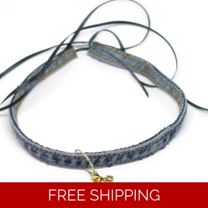 Free Cross Denim Choker Necklace