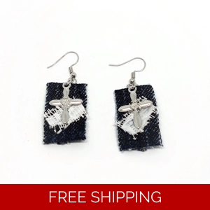 Free Gospel Message Denim Earrings