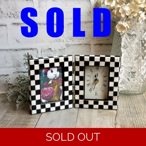 Hand Painted Checks Picture Frame Clock Whimsical Check Decor Buffalo Check