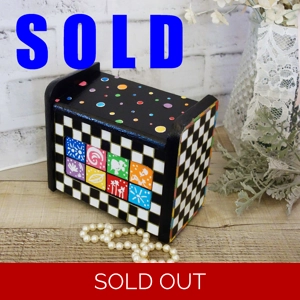 Hand Painted Whimsy Box Vintage Checks Decor
