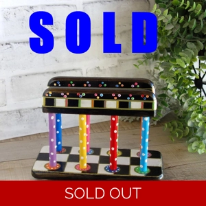 Hand Painted Whimsy Checked Napkin Holder