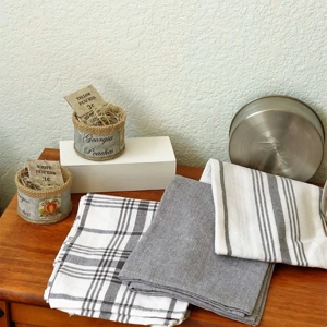 Farmhouse Kitchen Towels Grain Stripe Towel Set of 3