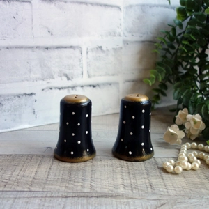 Black and White Polka Dot Salt and Pepper Shakers