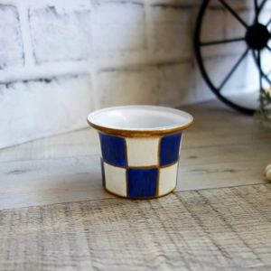 Blue Checked Votive Candle Holder