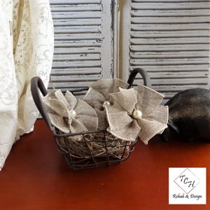 Burlap Flower Accents Farmhouse Neutral Decor