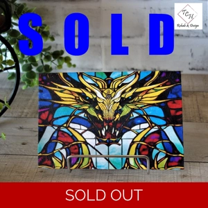 Stained Glass Gold Dragon Signed Art Print
