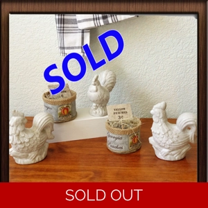 Stone Look Chicken Rooster Set of 3 Farmhouse Decor