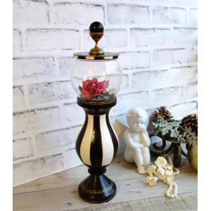 Striped Cloche Pedestal Display