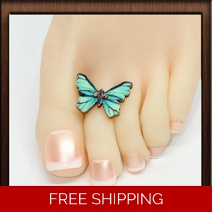 Summer Blue Butterfly Toe Ring Toe Charm The Crafty Hobbit