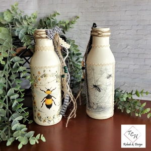 Vintage Honey Bee Style Bottle Vase Set