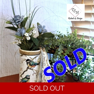 Vintage Songbirds Blue Rose Planter