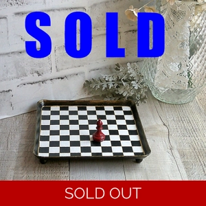 Hand Painted Checks Riser Small Checkerboard Metal Riser Chessboard Riser
