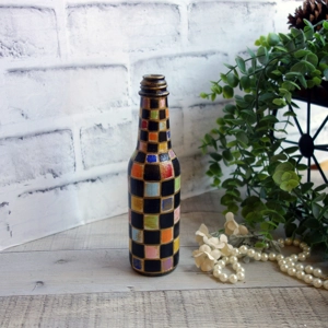 Whimsy Checks Mosaic Art Colorful Check Decor Bud Vase