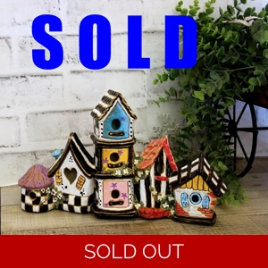 Hand Painted Whimsy Birdhouse Lamp Night Light