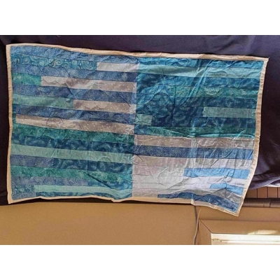 Striped Baby Quilt - Blue