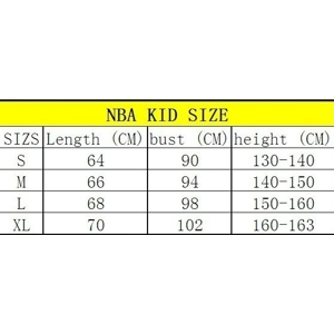 NBA kids sizing