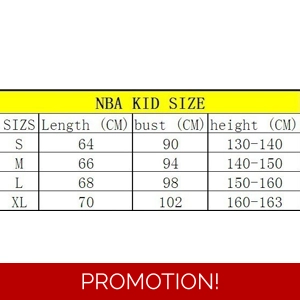 NBA kids sizing
