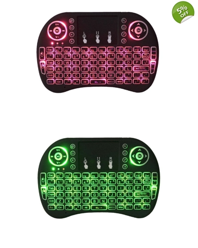 2.4gHz - Backlit Mini Wireless Handheld Keyboard Mouse Touchpad Black - 7 color 2.4gHz - Backlit Mini Wireless Handheld Keyboard Mouse Touchpad Black - 7 color