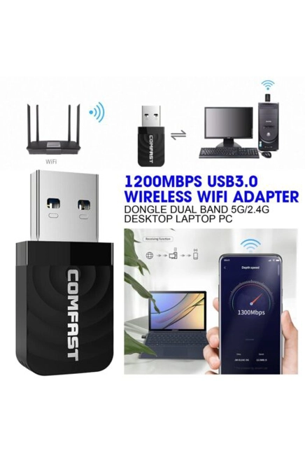 1200Mbps USB3.0 Wireless WiFi Adapter Dongle Dual Band 5G/2.4G Desktop Laptop PC