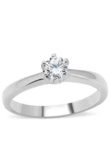 High polished (no plating) Stainless Steel Ring with AAA Grade CZ in Clear