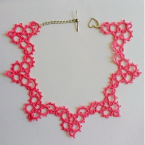 Tatted Neon Pink Necklace