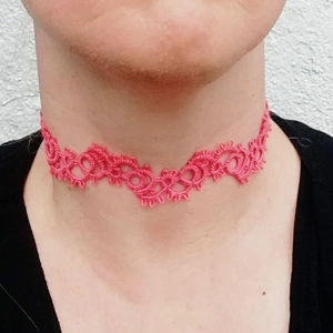 Tatted Pink Lace Choker