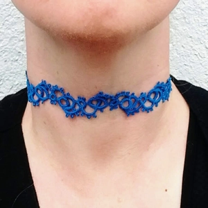 Tatted Blue Wave Lace Choker