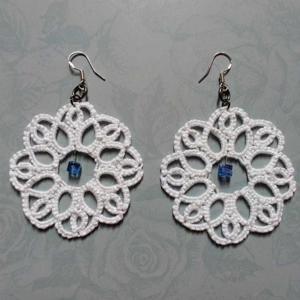 Tatted White Flower Earrings