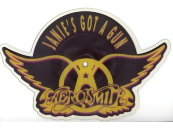 Aerosmith ‎– Janie's Got A Gun - UK Limited Edition 2 Track 7" Shaped Picture Disc In PVC Sleeve