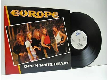 Europe ‎– Open Your Heart - UK 1st Issue 2 Track 7" Black Vinyl In Glossy Picture Sleeve c/w White Inner Sleeve