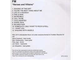 FM  ‎– Heroes And Villains - UK 12 Track Promotional CD Album IN PVC Sleeve & Custom Insert