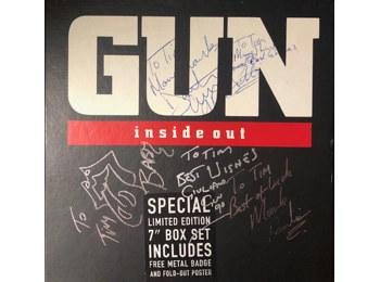 Gun - Inside Out - UK Limited Edition 2 Track 7" Box Set c/w Metal Badge & Fold Out Poster Fully Autographed